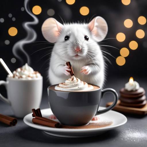 Cozy Mouse with Hot Chocolate Delight Cozy Mouse with Hot Chocolate Delight