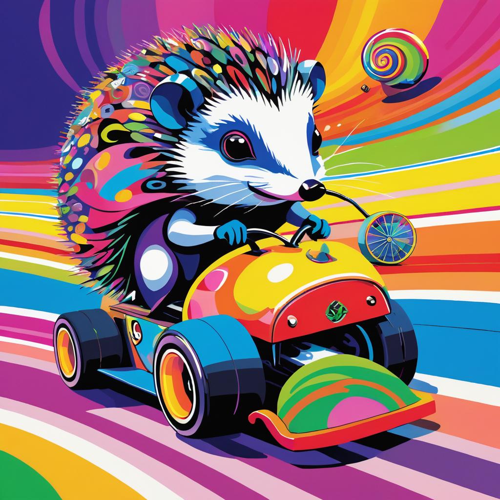 Whimsical Hedgehog and Snail Race Art