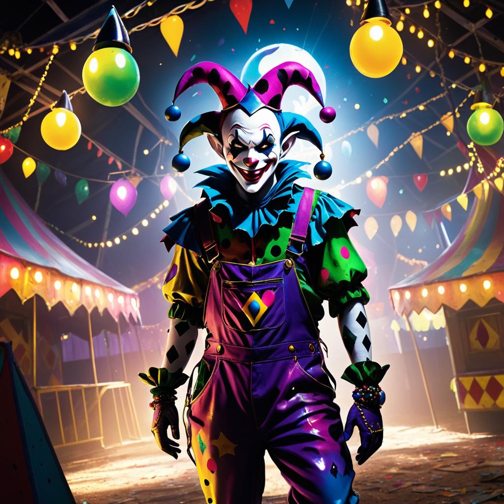 Twisted Jester in Abandoned Funhouse Art