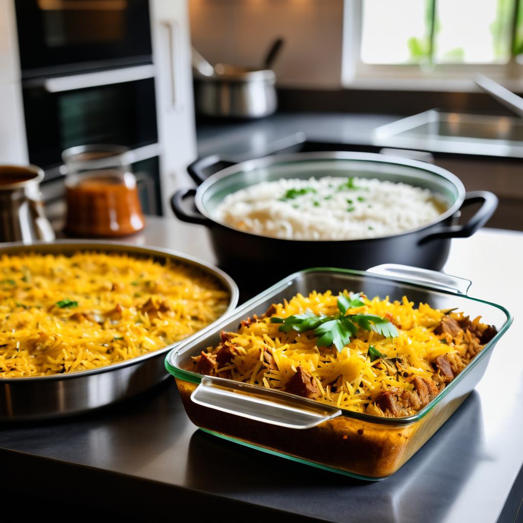 Authentic Indian Biryani in Kitchen Setting