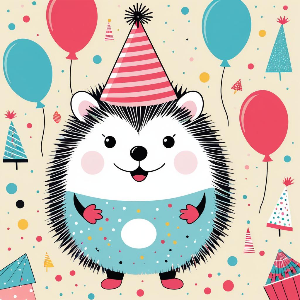 Cheerful Hedgehog Birthday Celebration Art