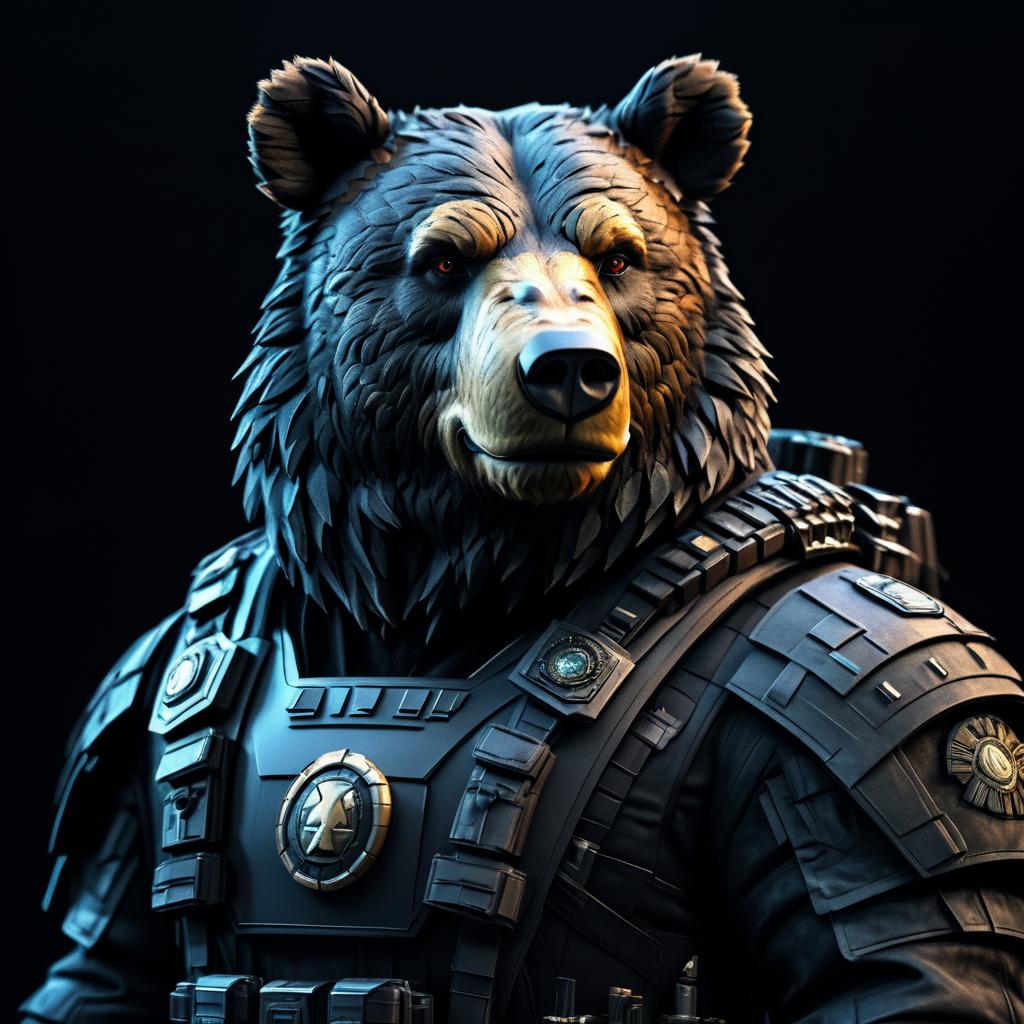 Futuristic Bear Leader Portrait in 8K