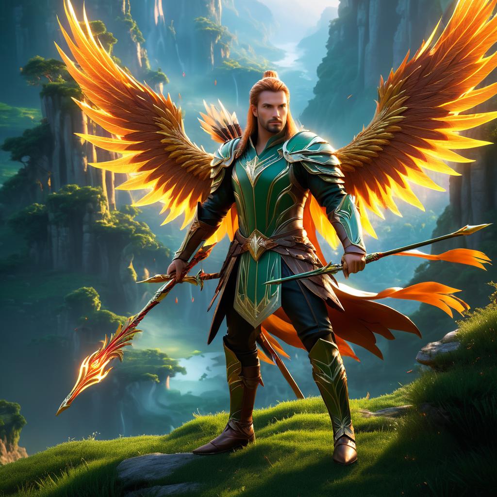 Epic Archer and Phoenix in Enchanted Valley