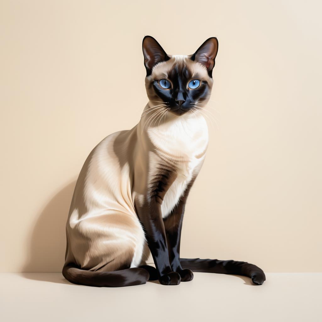 Elegant Siamese Cat Mural Portrait