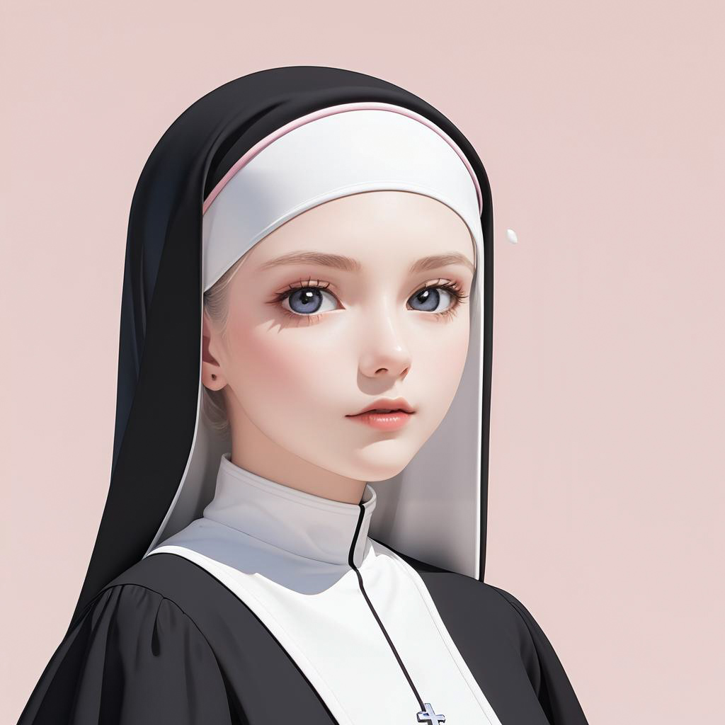 Cheerful Teenage Nun in 3D Animation