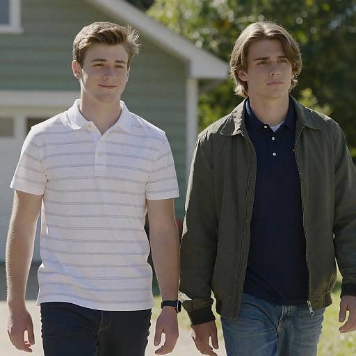 Young Men Strolling in Nature