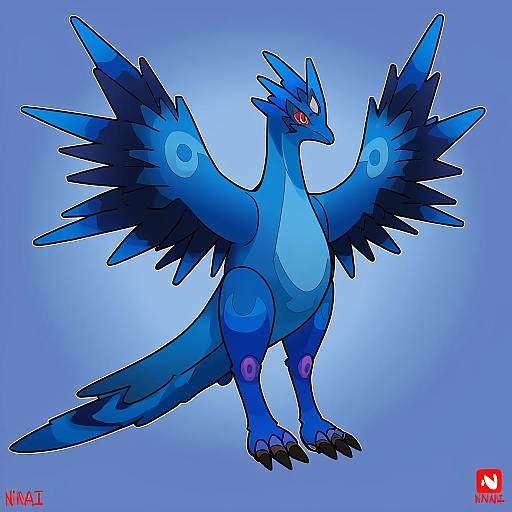 Illustration of Articuno, pokemon in the style of Ninai