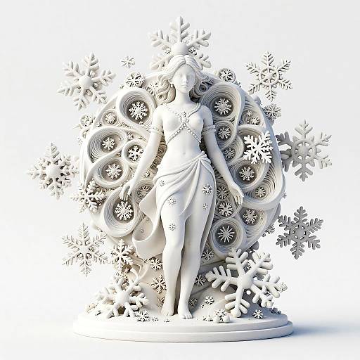 Intricate White Female 3D Sculpture
