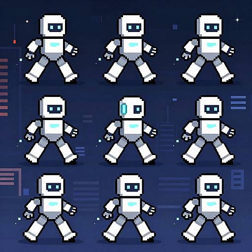Pixel Art Futuristic Robot Walking Animation