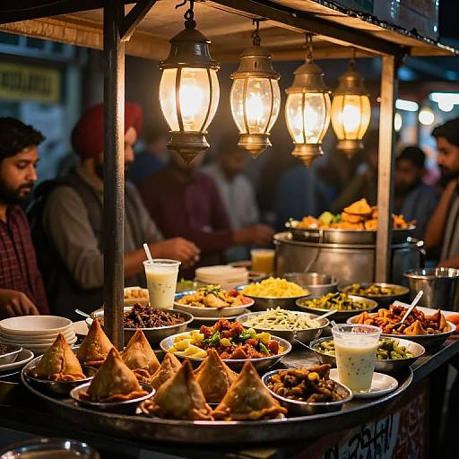 Punjabi Street Food Stall at Night