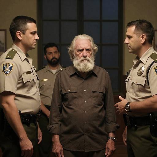 Dramatic Gathering in Dimly Lit Room