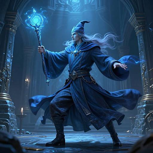 Dynamic Wizard Casting Spell Pose