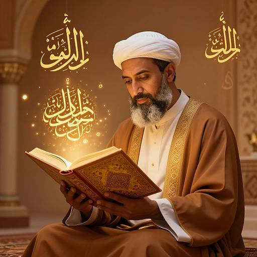 AI Art of Islamic Scholar with Calligraphy