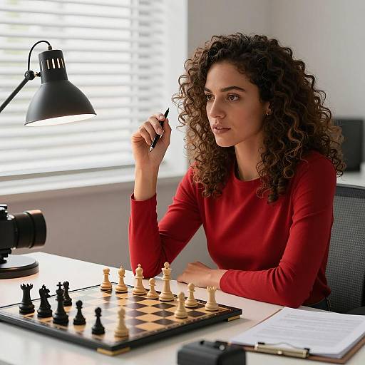 Focused Woman at a Desk Setup