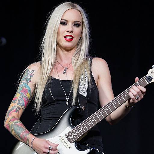 Blonde Rocker Woman Playing Guitar