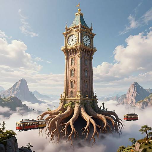 Surreal Inverted Clock Tower Fantasy