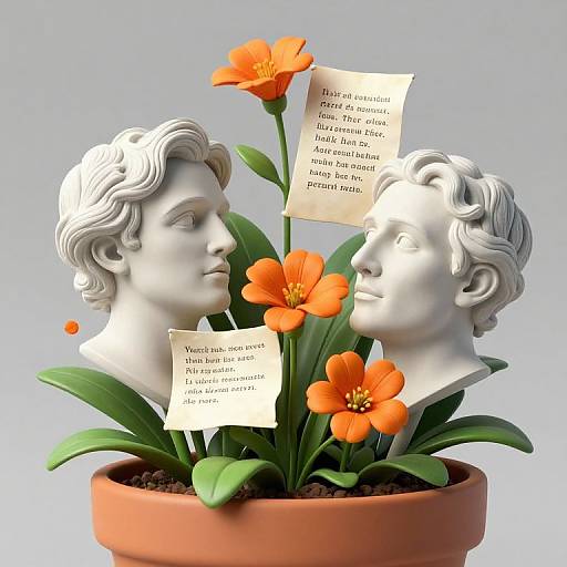 Surreal Poets Blooming from Flowerpot