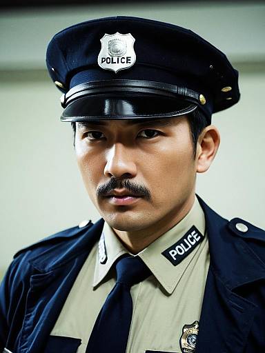 Realistic Police Officer Costume Man Portrait