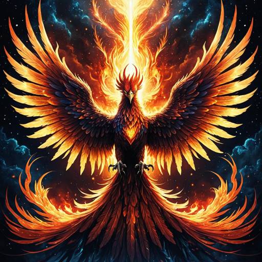 Celestial Phoenix in Fiery Fantasy Art