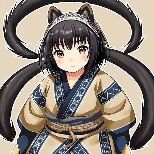 Illustration of Aruruu, utawarerumono in the style of Oukawa yuu