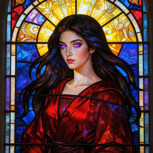 Mystical Woman in Stained Glass