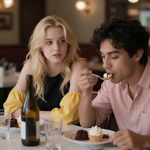 Dimly Lit Dessert Date Portrait
