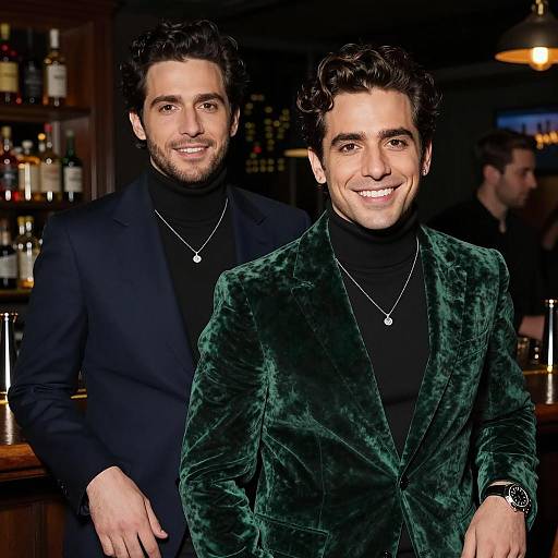 Charming Night at the Bar: Two Friends