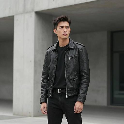 Confident Urban Man Among Concrete Artistry