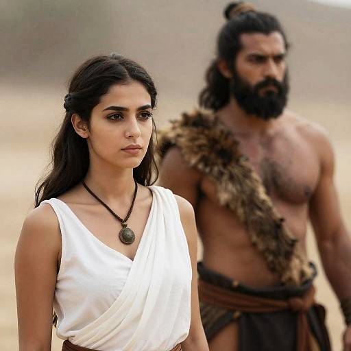 Ancient-Style Couple in Outdoor Portrait