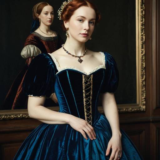 Elegant Renaissance Noblewoman in Velvet Corset