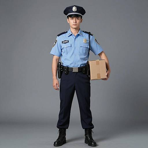 Male Police Officer in Light Blue Uniform
