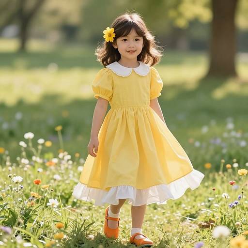 Joyful Girl in Sunny Meadow