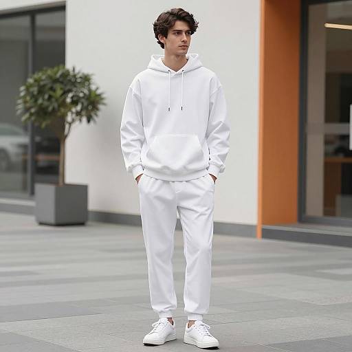 Urban Photorealistic White Outfit Portrait