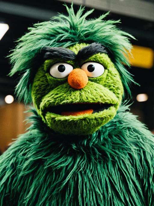 Man in Detailed Oscar the Grouch Costume