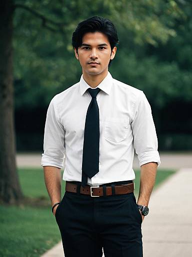 Stylish Young Man in White Shirt