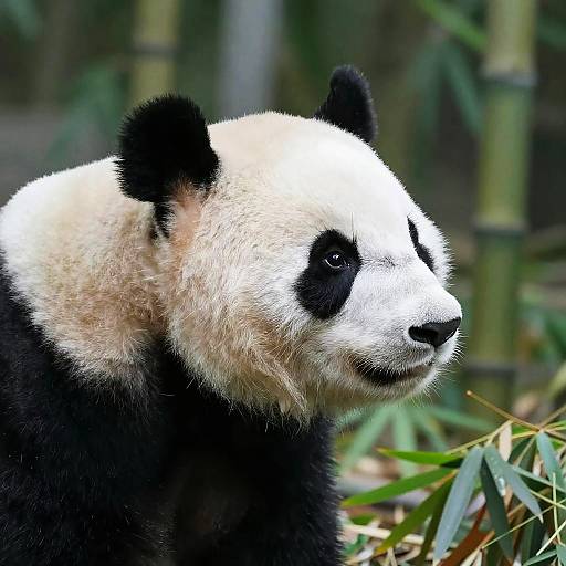 Realistic Panda Side Profile in Bamboo