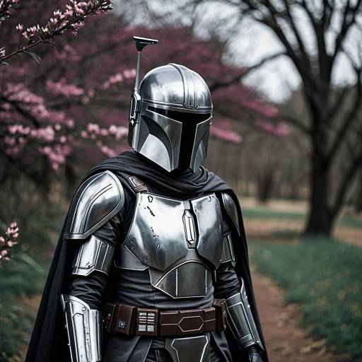 Futuristic Mandalorian Cosplay in Silver Armor
