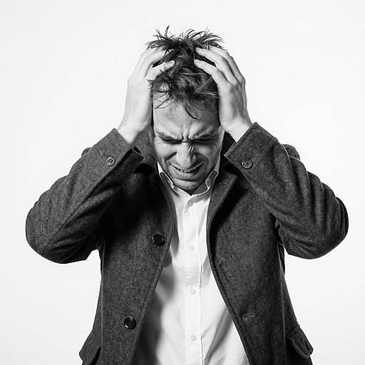 Intense Portrait of a Distressed Man