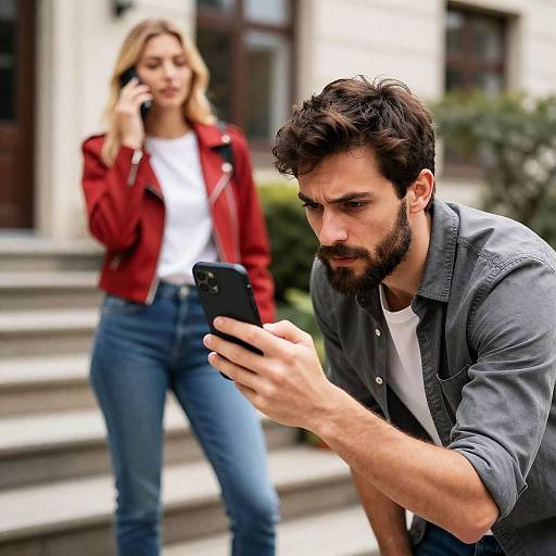 Candid Outdoor Moment: Man and Woman