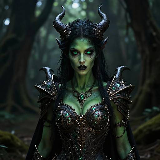Emerald Succubus in Mystical Forest