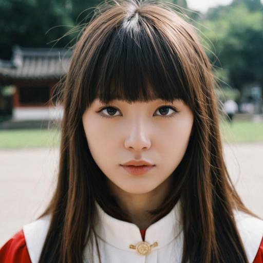 Realistic Portrait of Girl with Bangs