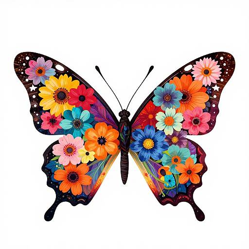 Colorful Floral Butterfly Vector Art