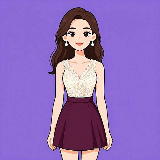 Smiling Woman in Elegant Two-Piece Dress