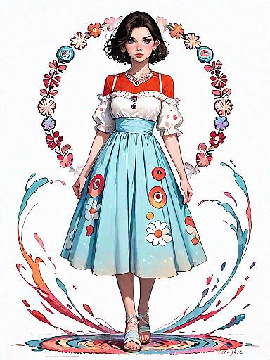 Elegant Boho-Chic Woman in Maxi Dress