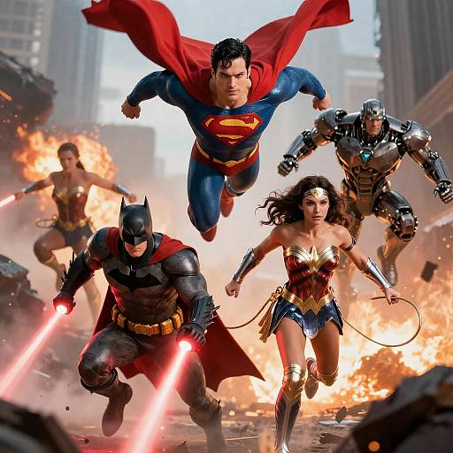 Superhero Team in Battle Pose