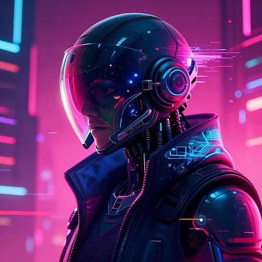 Cyberpunk 2077 Neon Helmeted Hero