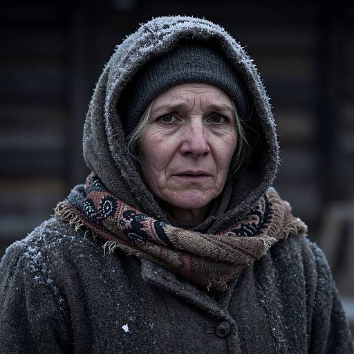 Winter Struggles of Nordic Peasant Woman