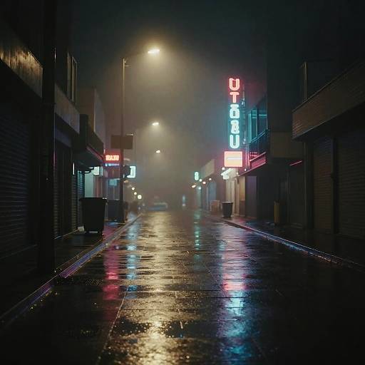 Neon Night Urban Fog Scene