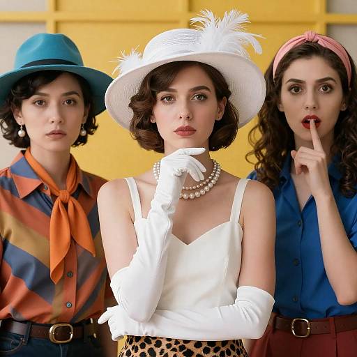 Stylish Women in Vintage Fashion Posing