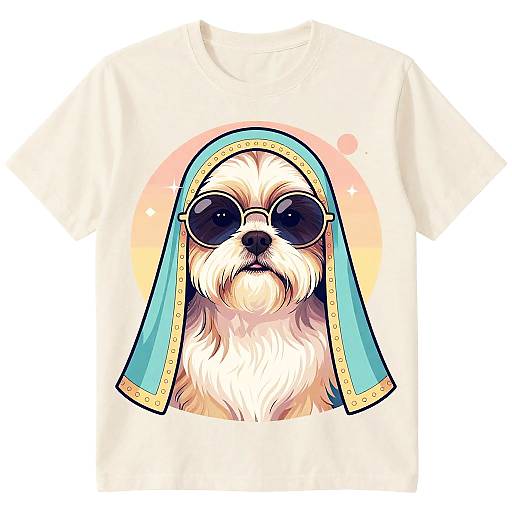 Retro Radha with Shih Tzu T-Shirt Design